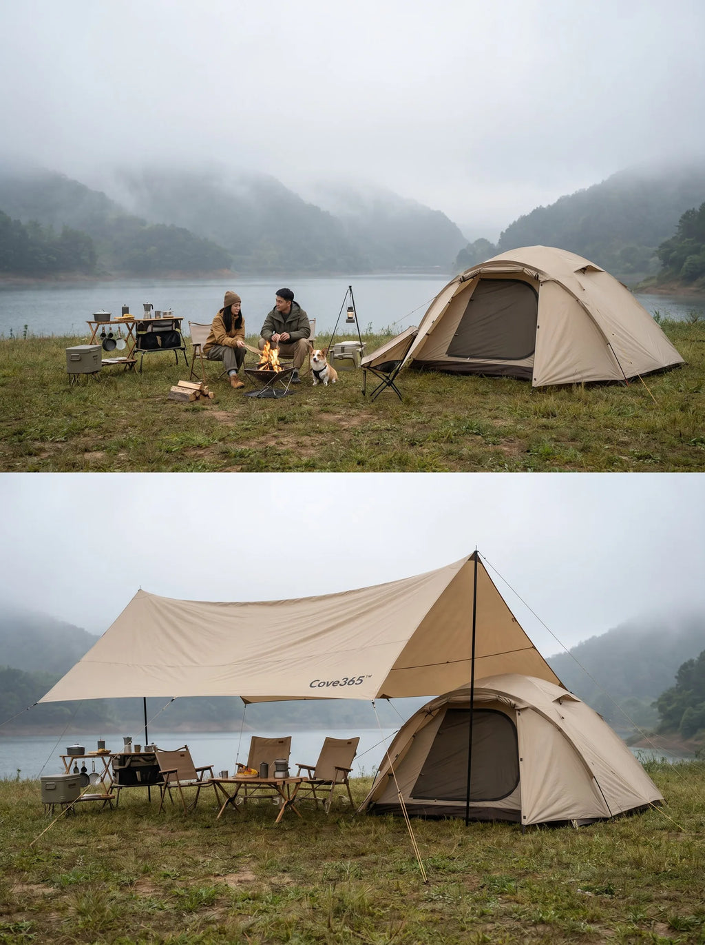 Cove365™ Modular Camping Canopy Tarp | Silver & Black Coated Options