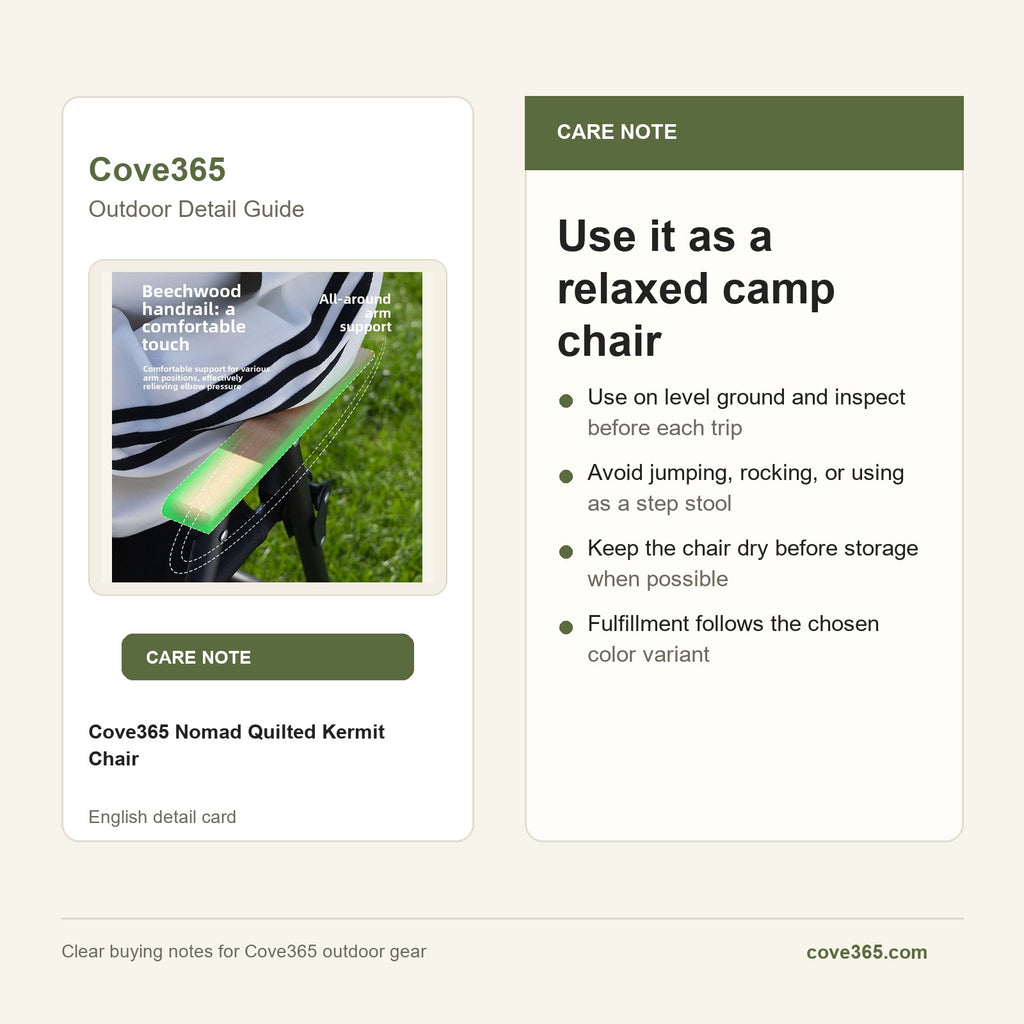 Cove365 Nomad Quilted Kermit Chair - Use it as a relaxed camp chair