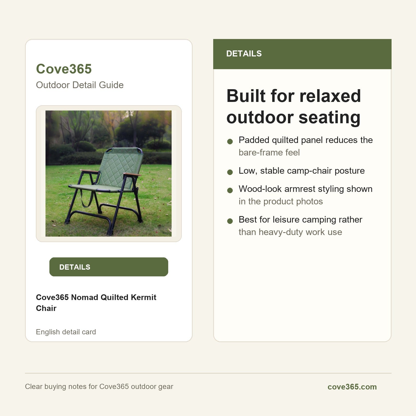 Cove365 Nomad Quilted Kermit Chair - Built for relaxed outdoor seating