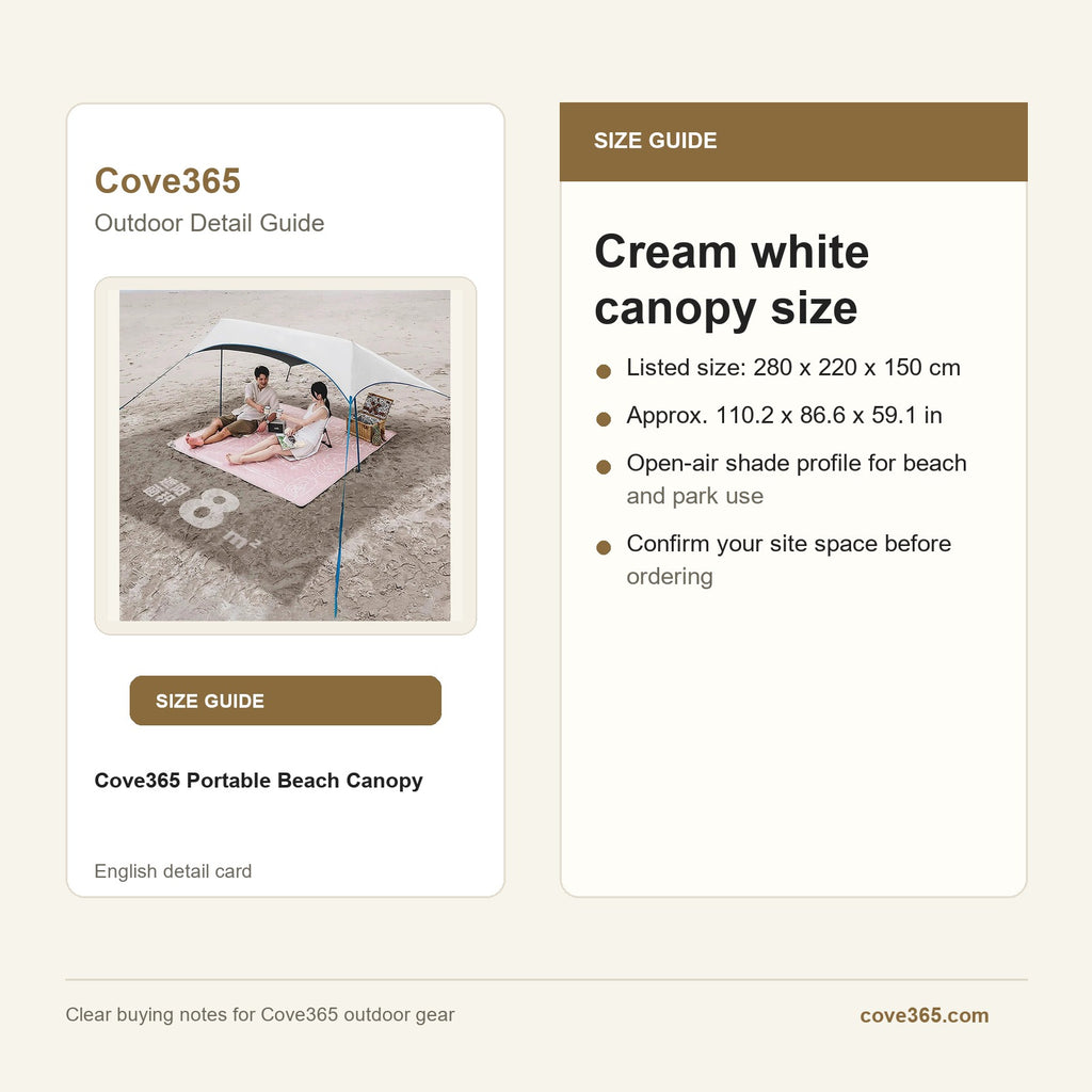 Cove365 Portable Beach Canopy - Cream white canopy size