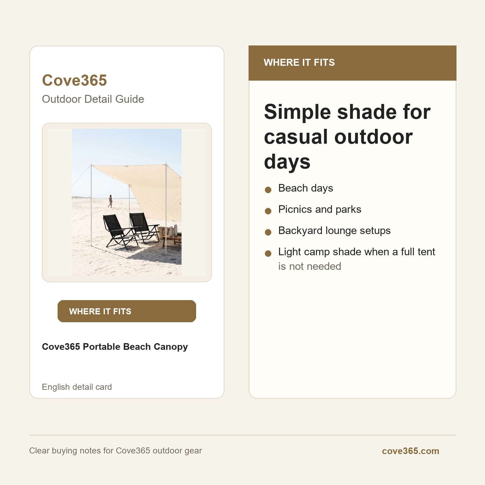 Cove365 Portable Beach Canopy - Simple shade for casual outdoor days