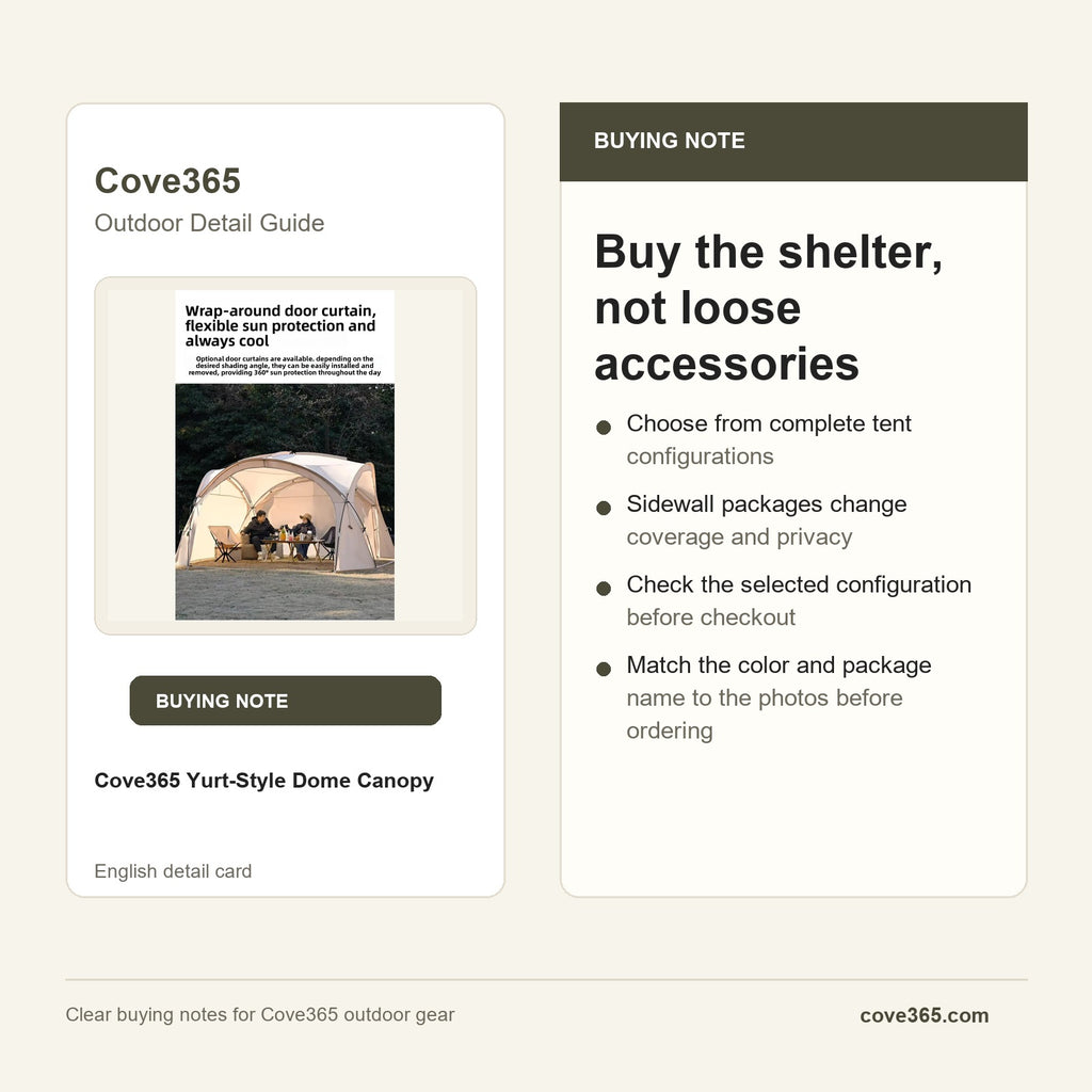 Cove365 Yurt-Style Dome Canopy - Buy the shelter, not loose accessories