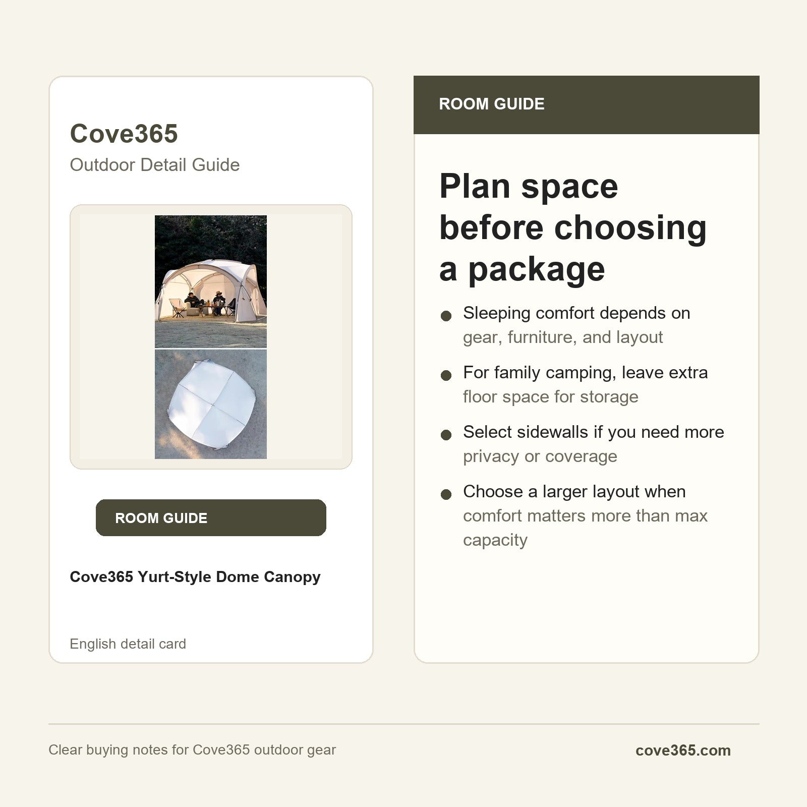Cove365 Yurt-Style Dome Canopy - Plan space before choosing a package